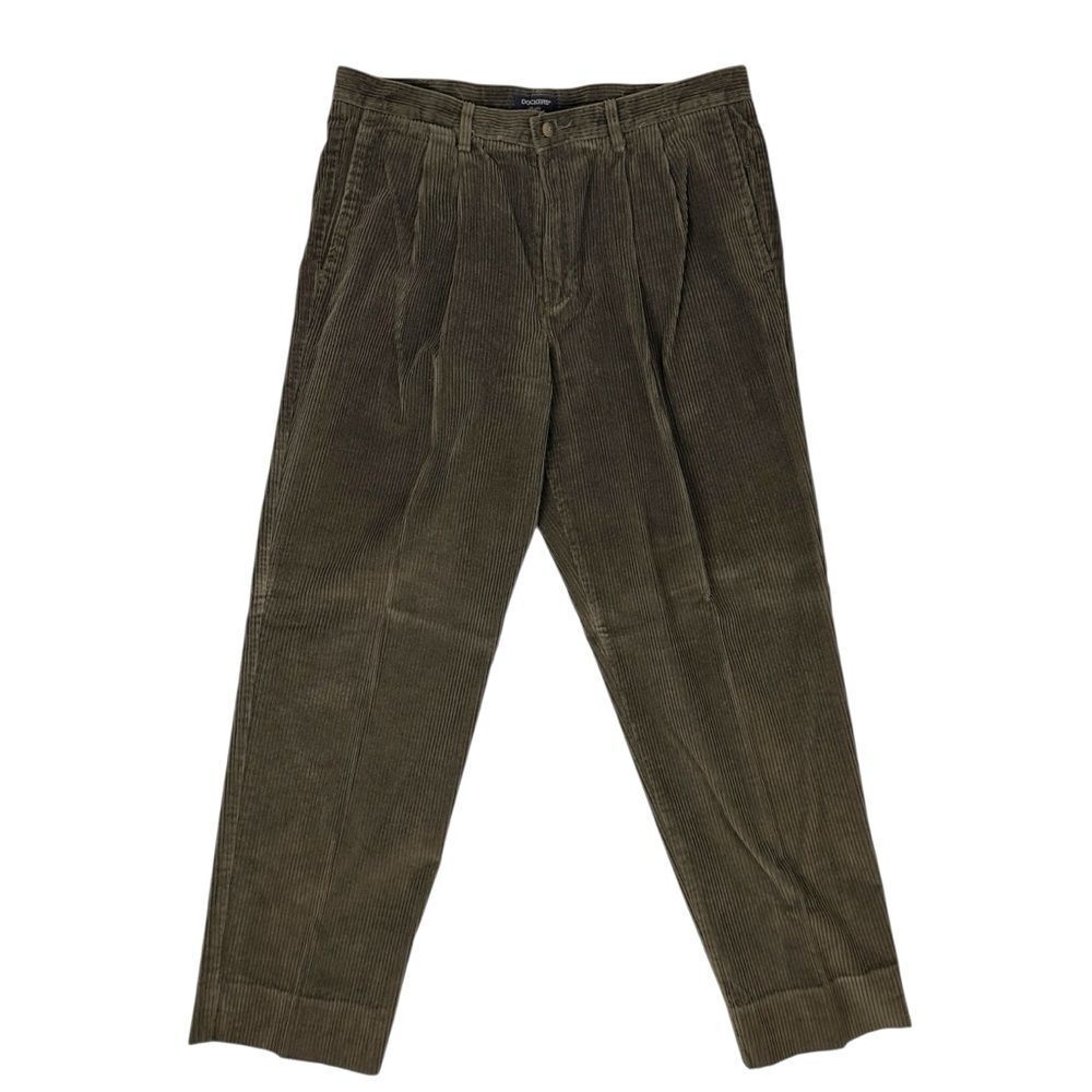 Vintage Dockers Corduroy Pants Men's 38x30 Olive Green 90s Pleated Preppy Skate